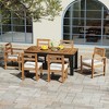 Chic Crate-7-Piece Patio Table Set – Wood Dining for 6 w/ Umbrella Hole | 2 Armchairs & 4 Side Chairs | Multi-Use | Light Teak/Beige - 2 of 4