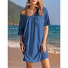 Ekouaer Womens Tshirt Nightgown Cotton V Neck Sleepshirts Comfy Casual Nightshirt for Women - 4 of 4