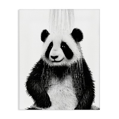Stupell Industries Panda Bathroom Splash Canvas Wall Art