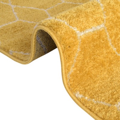 Modern Yellow Trellis Square Synthetic Indoor Rug