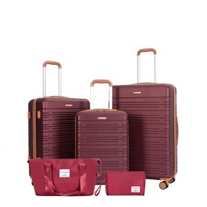 SEVOBAL Luggage 5 Piece Set with Spinner Wheels TSA Lock Travel Bags for Smooth and Secure Journeys, Red, 19.5"*12"*30.5" - 1 of 4