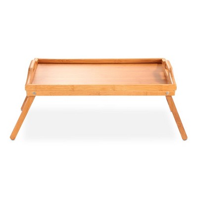 iMountek "Elegant Bamboo Folding Bed Tray Table: Perfect for Breakfast in Bed & Snacks!" White Oak