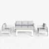 LayinSun Outdoor Aluminum Furniture Set, 4 Pieces Patio Sectional Conversation Chat Sofa Modern Seating Set with Coffee Table - 2 of 4
