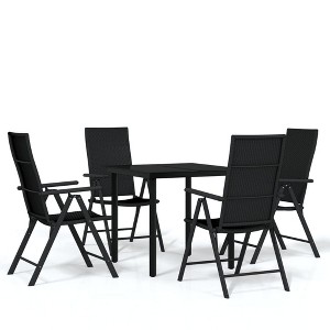 vidaXL Patio Dining Set Outdoor Dining Set Garden Table and Chair Set Black - 31.5" Table Length 4 Items - 1 of 4