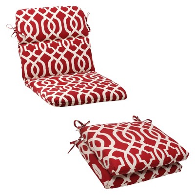 Outdoor Cushion & Pillow Collection - Red/White Geometric