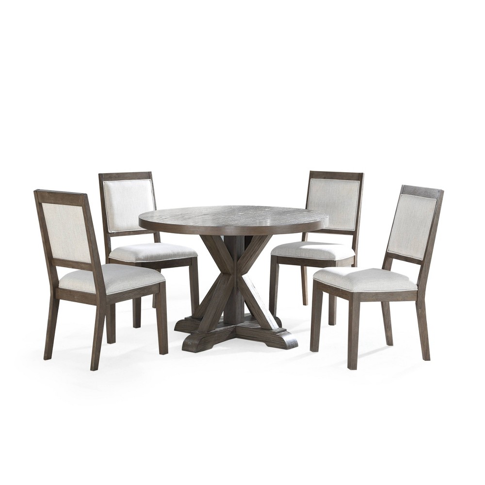 Photos - Dining Table 48" 5pc Molly Round Dining Set Gray - Steve Silver Co.: Upholstered Chairs