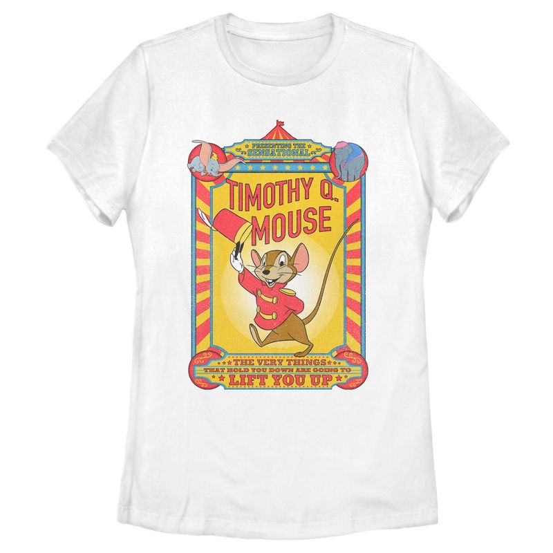 Women's Dumbo Timothy Q. Mouse Circus Poster T-Shirt, 1 of 5