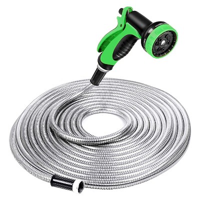 Photo 1 of ****USED** Specilite Heavy Duty 50 Foot Stainless Steel Metal Outdoor 10 Spray Pattern Nozzle Sprayer Garden Watering Hose, Green