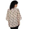 LA LEELA Women's Floral Print Peasant Blouse With V Neck And Short Puff Sleeves - 2 of 4