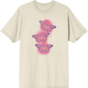 Spray Paint Butterfly Adult Natural Crew Neck Short Sleeve