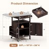 Zevemomo Outdoor Grill Cart with Drop Leaf,Stainless Steel Tabletop Outdoor Kitchen Island,with Drawer, Towel Rack,Lockable Wheels for Grilling,Brown - 3 of 4