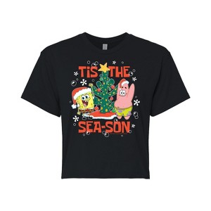 Women's - SpongeBob SquarePants - Tis The Season Cropped Graphic T-Shirt - 1 of 4
