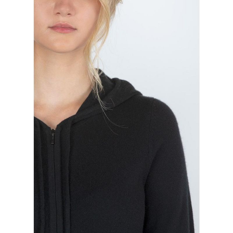 JENNIE LIU Women's 100% Pure Cashmere Long Sleeve Zip Hoodie Cardigan Sweater, 4 of 6