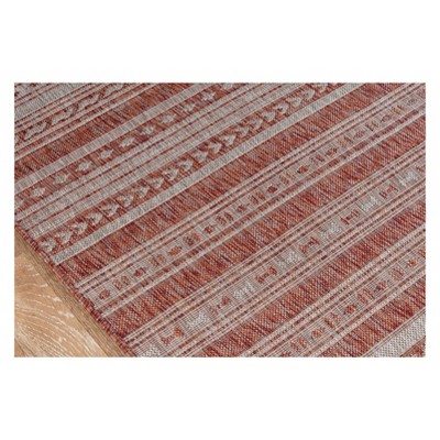 Copper and Gray Geometric Pattern Runner Rug