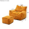 GDFStudio Edie 2 Piece Corduroy Bean Bag Chair with Ottoman - 3 of 4
