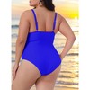 Women's Plus Size Ruched Padded Slimming V Neck High Waist One Piece Swimsuit - Agnes Orinda - 4 of 4