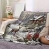 Lomsoe Snow Deer & Holly Berries Print Flannel Blanket - All Seasons Soft and Warm Throw Blanket for Napping, Camping, Travel, Office - 3 of 4