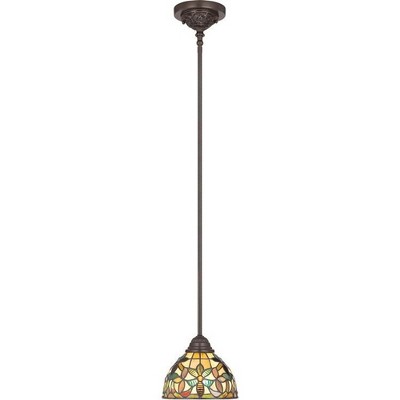 Vintage Bronze Mini Pendant with Tiffany Glass Shade