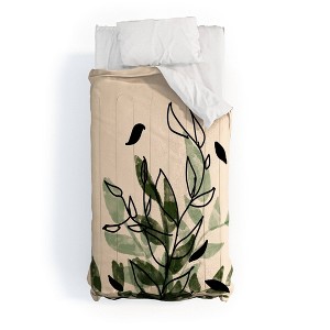 Aleeya Jones Green and Black Leaves Comforter Set - Deny Designs - 1 of 4