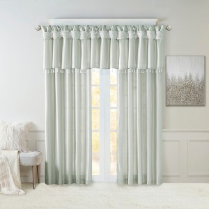 Faux Silk Bead Trim Luxurious Window Valance, DIY Twist Tab Top with Extra Lining Multi-Color Valance for All Decor Styles - 1 of 4