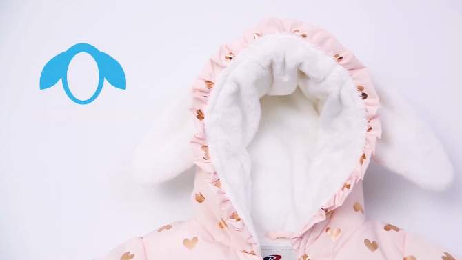 Rokka&Rolla Infant Toddler Girls' Fleece Puffer Jacket-Baby Warm Winter Coat, 2 of 8, play video