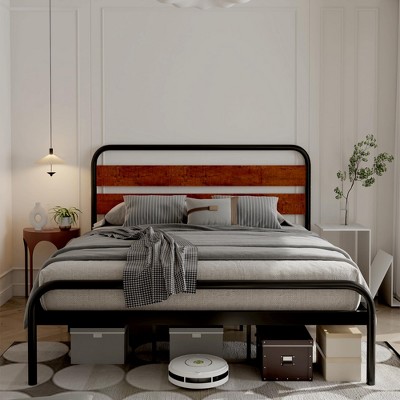 Whizmax King/Queen/Full Size Bed Frame, Platform Bed Frame with Wood Headboard, Heavy Duty Metal Slat Support, Noise Free Design Mattress Foundation
