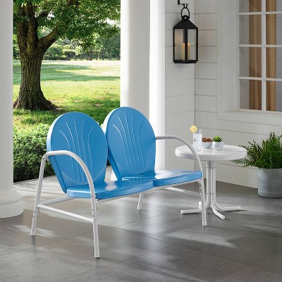 Sky Blue Steel 2-Person Outdoor Conversation Set