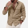 Coolmee Men's Button Down Shirt Texture Wrinkle Free Shirts Long Sleeve Untucked Shirt - 3 of 4