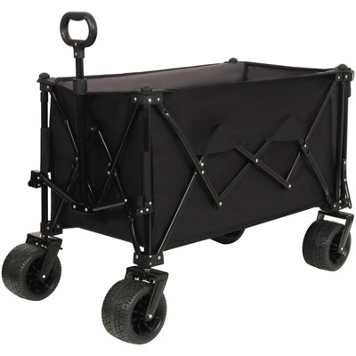 VisioGear Foldable Wagon with Extended Tailgate, Extra Long Extender Wagon Cart, Beach Wagon, Black&Gray, 55.12"*22.83"*43.31"