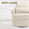 33"W Swivel Barrel Chair Accent Chair Round Sofa Chair Club Chair Leisure Arm Chair with Cushion, Teddy/PU-ModernLuxe - 4 of 4