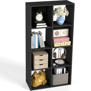 FURNIinspire Decorative Bookshelf 8 Cube Storage Organizer, Open Book Shelf Display Bookcase with Removable Back Panels, Black, 11.6"*23.2"*47.7" - 1 of 4