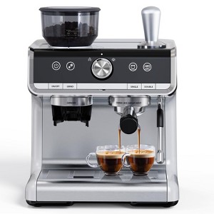 Professional Espresso Machine with Grinder, 20 BAR Pump, PID Temperature Control, Conical Burr Grinder, Milk Frother - 1 of 4