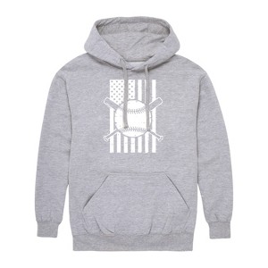 Men's - Instant Message - Baseball Flag Graphic Fleece Pullover Hoodie - 1 of 4
