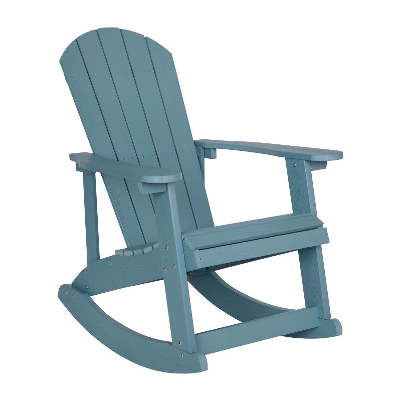 Merrick Lane All-Weather Polyresin Adirondack Rocking Chair with Vertical Slats, 1 of 13