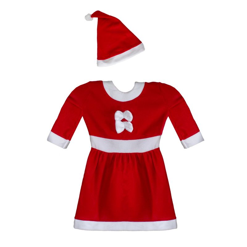 Northlight 24" Red and White Girls Santa Costume With a Dress and Hat : 4-6 years, 2 of 3