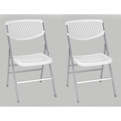 Cosco 2pk Commercial Resin Mesh Folding Chair White