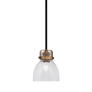 Toltec Lighting Easton 1 - Light Pendant in  Matte Black/Brass with 6" Smoke Bubble Shade - 1 of 1
