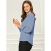 INSPIRE CHIC Women's Office Keyhole Elegant Stand Collar Long Sleeve Back Neck Button Blouse - 4 of 4