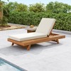 Ridstar Teak Wood Recliner Set with Waterproof Cushions for Garden, Poolside & Terrace-Cream - 3 of 4