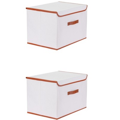 REGALWOVEN Collapsible Fabric Storage Cube with Handles and Lid for Shelves Closet 2 Pcs