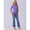 INSPIRE CHIC Women's Stripes Casual Basic Elbow Sleeves Boat Neck Slim Fit T-Shirts - 3 of 4
