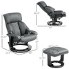 PU Leather Massage Recliner Chair with Ottoman, 360° Swivel Recliner and Footstool, Side Pocket and Remote Control - 3 of 4