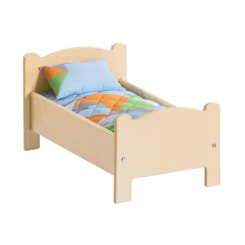 Kaplan Early Learning Wooden Doll Bed with Bedding, 1 of 6