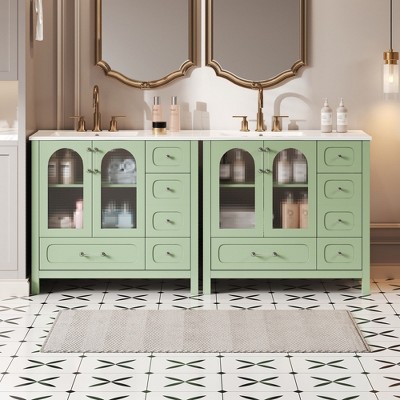 Bella Depot Bathroom Vanity with Sink and Waffle Texture Doors