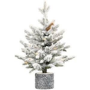 2FT pre lit potted snowflake Christmas tree mini artificial Christmas ...