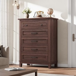 5 Drawer Dresser for Bedroom, Tall Freestanding Chest with Wood Frame and Vertical Storage, Closet Organizer for Entryway - 1 of 4