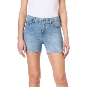 Angels Forever Young Women's 360 Sculpt 5" Inseam Mid Thigh Denim Shorts - 1 of 3
