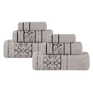 Zero Twist Cotton Solid and Jacquard Bathroom Towel Set by Blue Nile Mills - 1 of 4