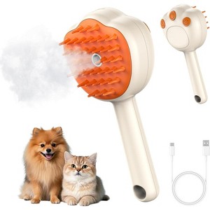 BABYYER Steam Cat Brush, 6-in-1 Dog Brush Spritz Defur Comb, Steamy Skin Friendly Deshedding Grooming Tool, Suitable for Shedding & Haired Pets - 1 of 4