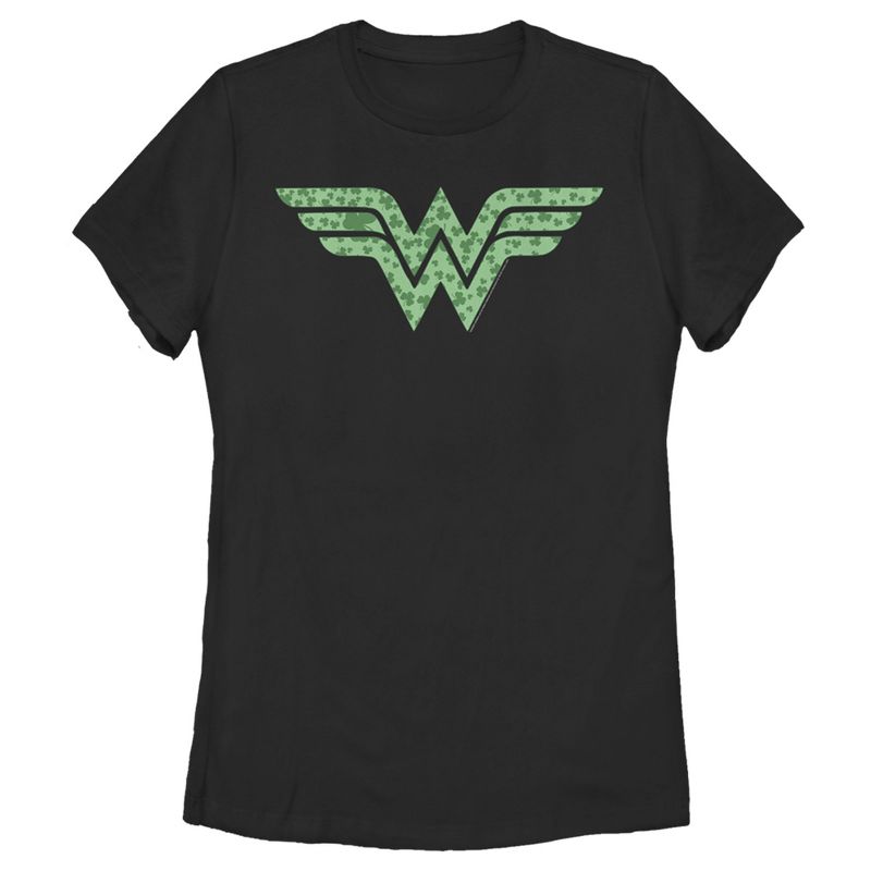Women's Wonder Woman St. Patrick's Day Wonder Woman Shamrock Logo T-Shirt, 1 of 5